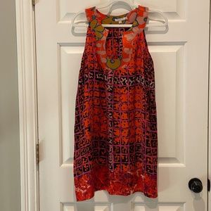 Calypso St. Barth Orange and Purple Midi Dress
